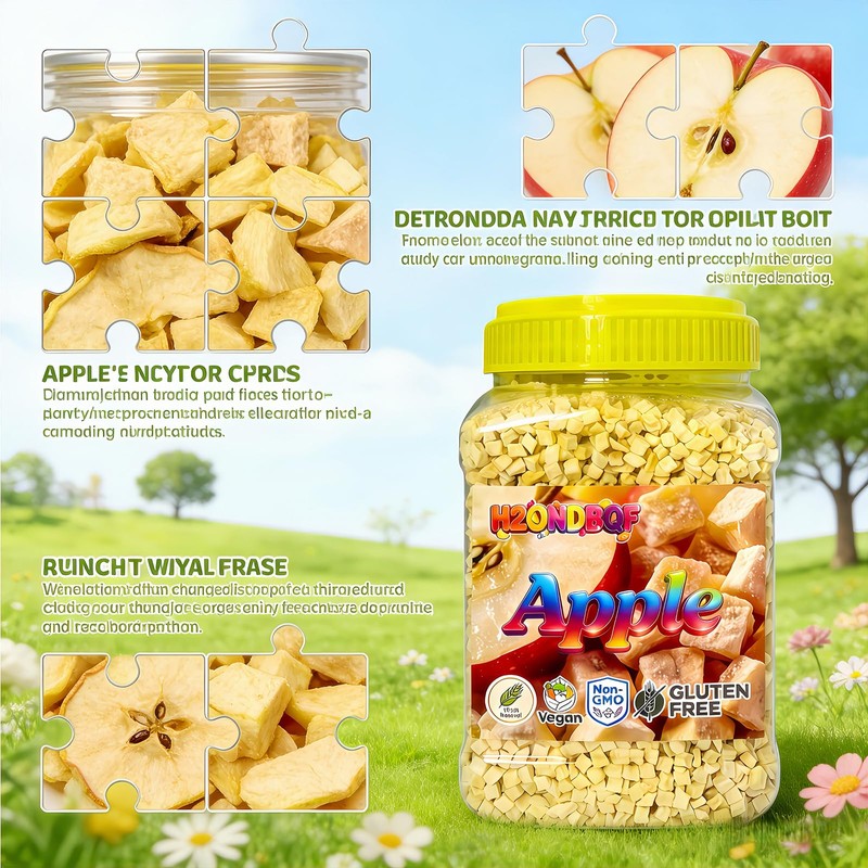 13.4oz Crispy Dehydrated Apple Dices - One Ingredient, Just Apples