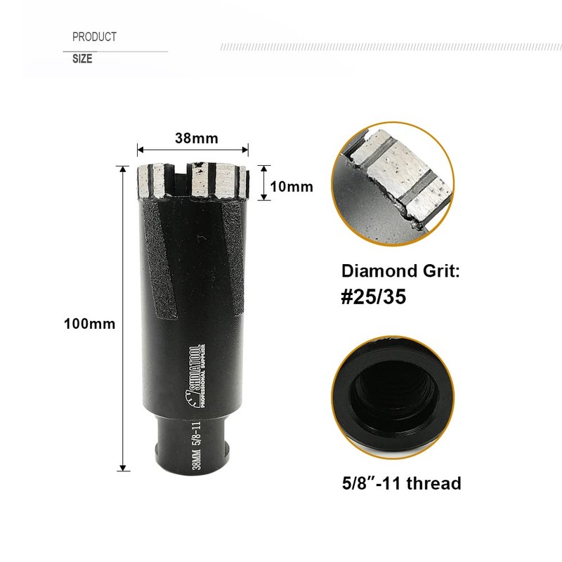 SHDIATOOL Diamond Core Drill Bits 1-1/2 Inch for Hard Stone