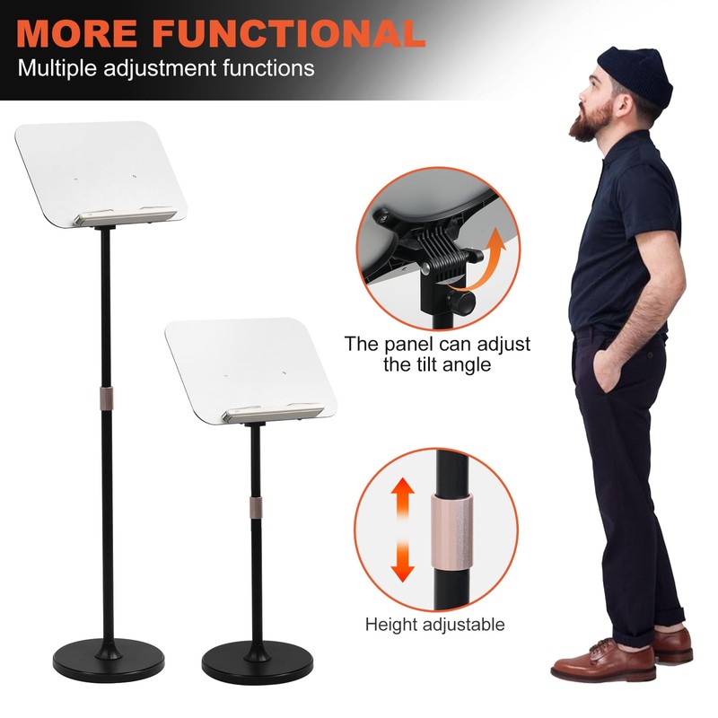 Portable Floor Lectern Podium Stand for Speech, Presentation, with Black
