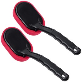 sdoot Tire Shine Applicator, 2 Pack Tire Dressing Applicator Pad, Tire Sponge Applicator Curved Tire Detail Sponge with Handle,Red