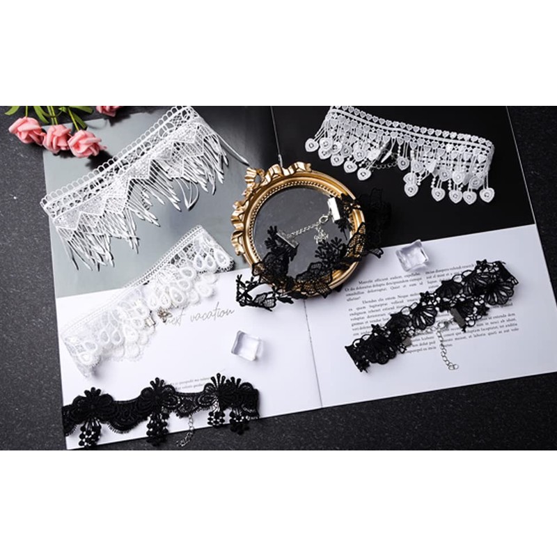JJDreams P6cs Lace Choker Black Choker White Choker Collar Women's
