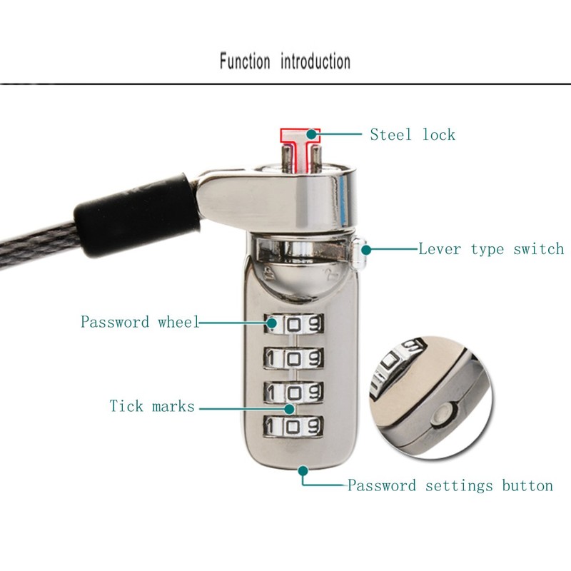 CaLeQi Combination Security Lock Cable for Notebook Laptop Pc Computer