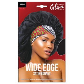 DONNA Wide Edge Satin Bonnet Tribal Shower Cap for Women Silk Bonnet for Sleeping Satin Bonnet Jumbo YELLOW