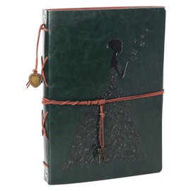 RECUTMS Green Scrapbook Leather Photo Album Retro Wedding Message Book 60 Pages Black Paper Memory Book Gift Wedding Memorial Birthday Gift for Teacher Students Friend (Butterfly Girl)