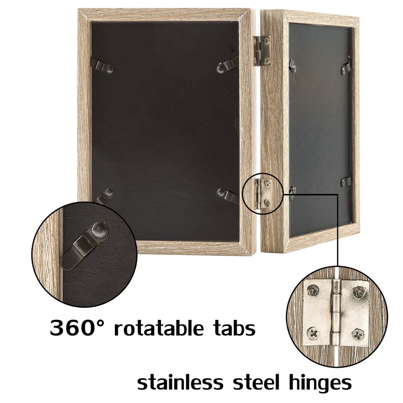 ORIVAN Double 5x7 Picture Frame Hinged Frame Vertical MDF Wood