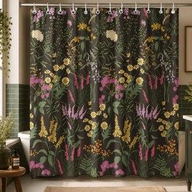 Floral Shower Curtain 72x72 Inch,Dark Botanical Cottagecore Bathroom Decor