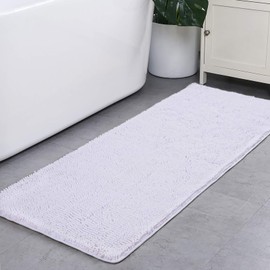 Noahas Bath Rugs 24'' x 60'' Large Runner Bathroom Rug, Soft Luxury Chenille Bathroom Mats with Non-Slip Backing, Throw Absorbent Carpet for Bath Tub/Shower, Machine Washable Durable Rug, White