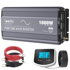 LEESKY 1000W Pure Sine Wave Power Inverter 12V DC to 120V AC Converter with LCD Remote Controller UL-Certified Fuses Compatible with Lithium Battery Starlink for Car RV Truck Solar Home Off-Grid Use