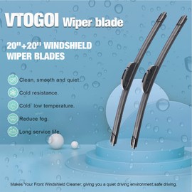 VTOGOI OEM Quality 20''+20'' Premium All-Season Auto Windshield Natural Rubber J-Hook Wiper Blades(Pack of 2)