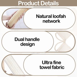 Loofah Sponge Back Scrubber, Back Scrubber, Loofah Sponge, Exfoliating Shower Towel for Bath and Shower, Loofah Sponge Shower for Bath Shower Exfoliating Body, 100% Natural Loofah Body Pad with Back