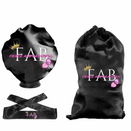 Bonnet And Satin Silk Hair Frontal Wrap Tie Band, Large Satin Drawstring Wig Travel Bag (Purple)