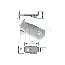 Pack of 10 HKB Shelf Brackets for Hettich VARI-16 mm Rail with 10 mm Socket, Nickel-Plated Iron, with Hole for Screw to Lock the Shelf, Manufacturer HKB®, Item No. 51380