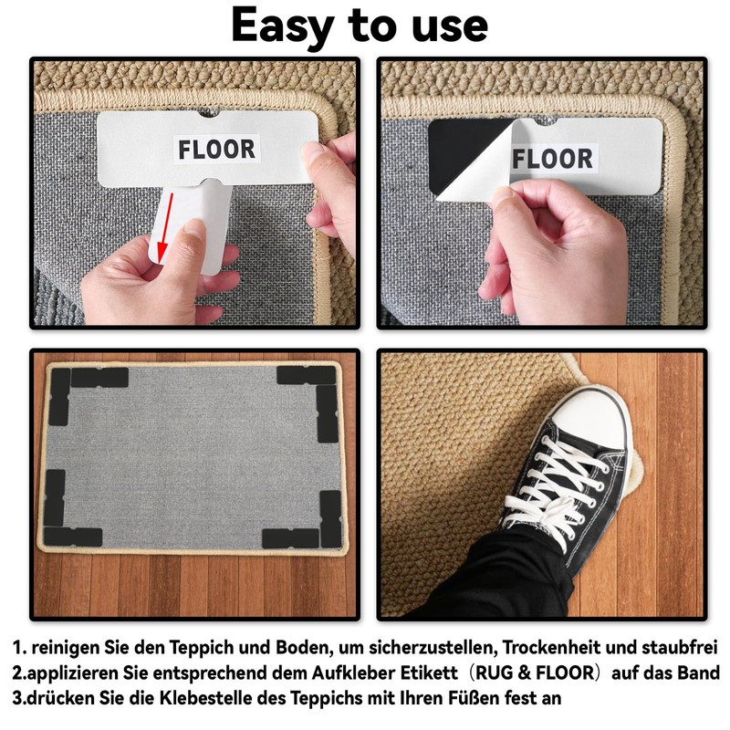 Birllaid Pack of 8 Carpet Non-Slip Grippers for Floors Washable