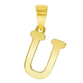 Solid 14k Yellow Gold Mini Uppercase Initial Script Letter Charm Pendant, not-applicable