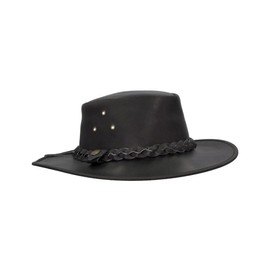 Walker and Hawkes - Outdoor Traveller Hat Made of Cowhide Leather - Braided Hat Band, black