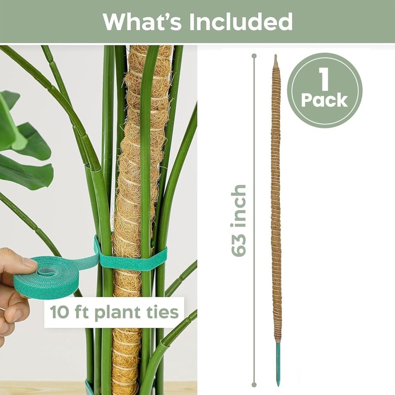63'' Bendable Moss Pole Monstera Plant Support for Large Climbing