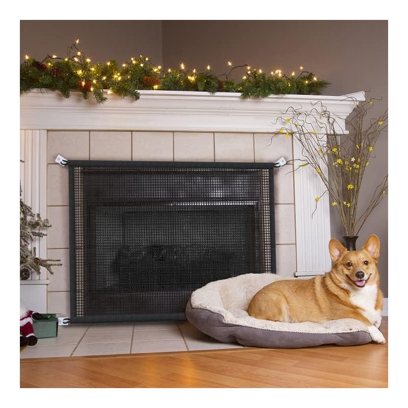 Fireplace Screen Safe Mesh Gate: Child Proof Barrier Guard Living