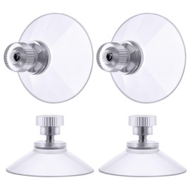 Flintronic Pack of 4 Suction Cups with Thread and Knurled Nut, PVC Suction Cups, Diameter 50 mm, Transparent Suction Cups No Drilling, Suction Cup Hooks, Extra Strong for Windows, Car, Decoration,