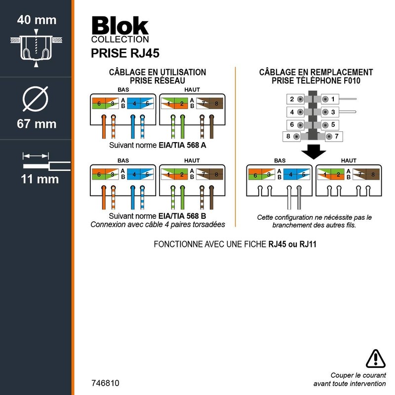 Debflex 746810 Power Strip RJ45 White