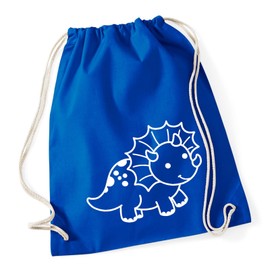 Huuraa Gym Bag Triceratops Dinosaur Backpack Cotton 12 Litres Size with Motif for All Dino Fans Gift Idea for Friends and Family, Bright royal
