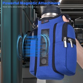 icolor Gym Magnetic Bag Water Bottle Carrier Holder with Phone Pockets & Shoulder Strap,Gym Magnetic Bag 5 Built-in Magnets Gym Accessories Organizer Pouch Sling Sleeve for Men Women