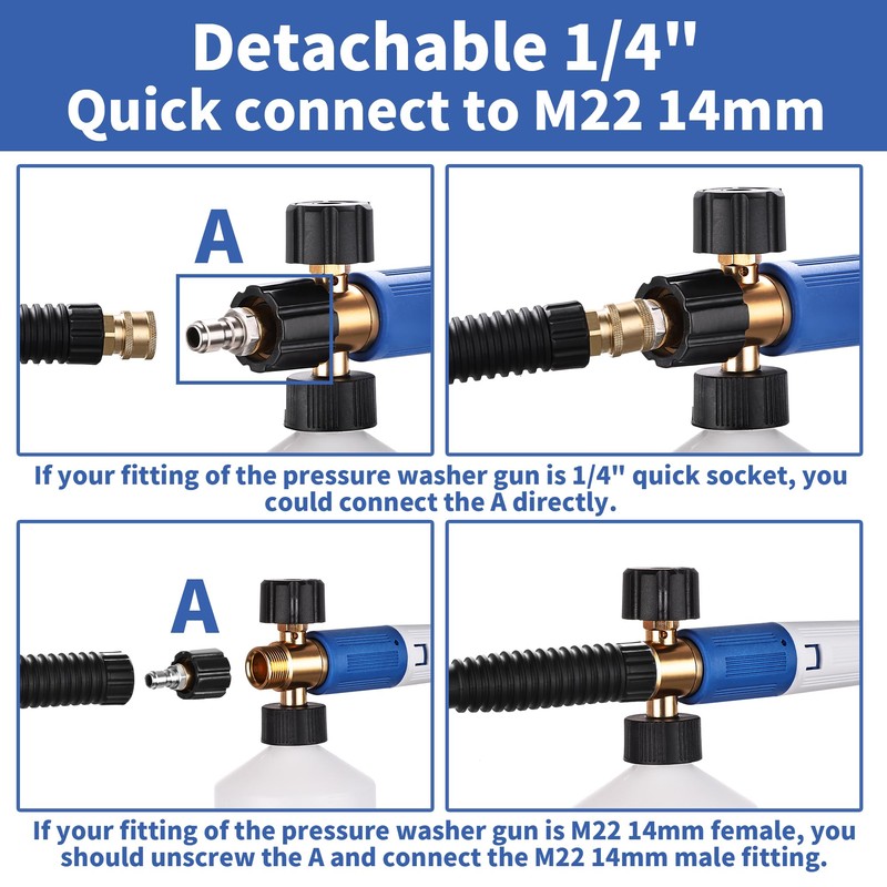 FENG PAI Pressure Washer Foam Cannon with Dual Connector Accessory