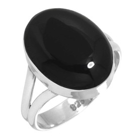 Jeweloporium 925 Sterling Silver Ring for Women Size S Natural Black Onyx Stone Costume Silver Ring Engagement Gift Vintage Jewelry