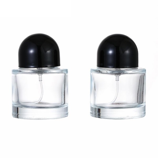 YORROR 2 Pack Clear Glass Perfume Atomizer,50ml Round Empty Perfume