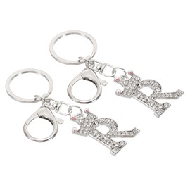 PATIKIL Initial Letter Keychain, 2 Pcs Letter R Crown Design Charm with Crystal Diamonds Decorative Alphabet Pendants for Bag Backpack DIY Craft, Silver Tone