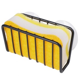 Toplife Sponge Holder for Kitchen Sink, Rust-Proof Suction Cup Sponge Caddy - Black