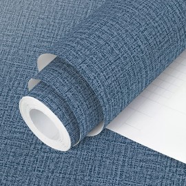 lenify Blue Wallpaper Grasscloth Peel and Stick Wallpaper 17.7inch x 118.1inch Textured Wallpaper Stick and Peel Blue Contact Paper Grasscloth Wallpaper Navy Blue Waterproof Self Adhesive Decor Vinyl