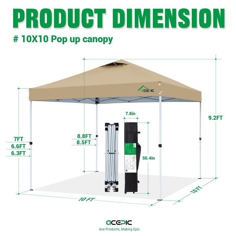 10x10 Pop Up Canopy Tent,300D Silver-Coating Top,Pop Up Canopy Tent