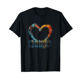 Colorful Unity Heart with People Design T-Shirt