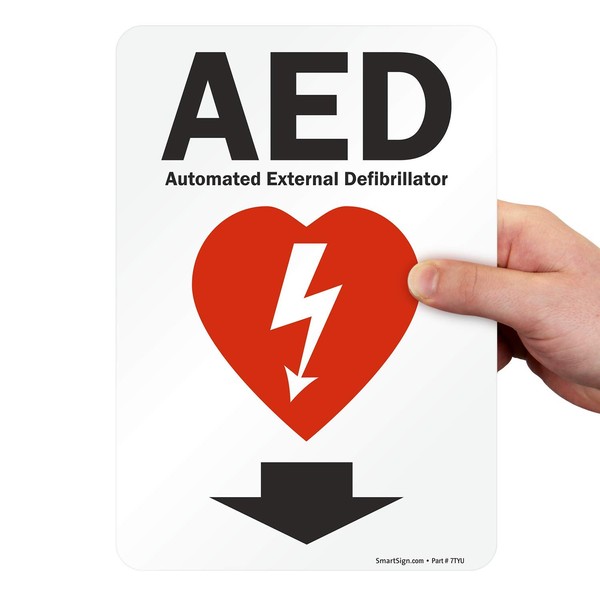 SmartSign-S-4909-EU-10 "AED - Automated External Defibrillator" Label | 7" x 10" Laminated Vinyl