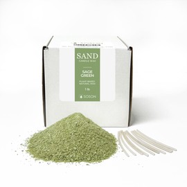 Simply Soson 1lb Green Unscented Sand Candles with Wicks, Pearled Candle, Powder Candle Wax, Refillable Pearl Candle with 10 Wicks for Candlemaking
