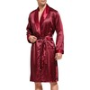 Men's Satin Bathrobe, Lightweight Silk Long Sleeve Bathrobe with Shorts