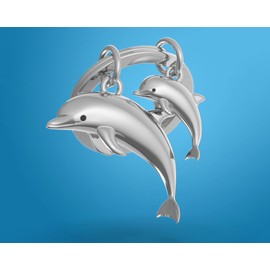 O meta[l]morphose METALMORPHOSE MTM145-06 Dolphin & Baby Sound Keyring, Silver, One Size, Unique, silver, Taille unique, One size