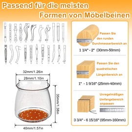 VICSOU Transparent Furniture Covers for Hardwood Floors, Chair Leg Caps with Felt, Soft Felt Furniture Gliders, Wear Resistant Chair Leg Protector (Suitable Diameter 30-50mm) (8)