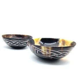 Hand Carved Natural Horn Bowl White VINES Carved Design Horn Bowl Viking Norse Medieval |HORN BOWL | Hand Crafted for SERVING & SHAVING BOWLS gift for mother, father Husband (Vine Design -Cut)