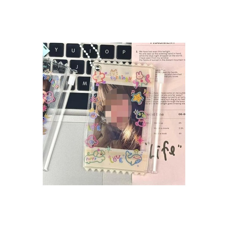 Cute Photocard Holder Postcard Lomo Cards Keychain Holder (Yellow)