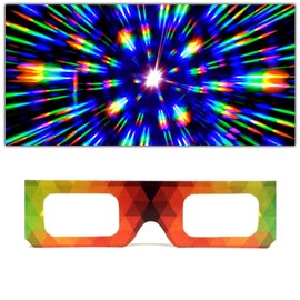 Paper Cardboard Diffraction Glasses - Geometric Rainbow Firework Party Glasses Rave Glasses - 1 Pack