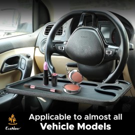 EcoNour Car Steering Wheel Tray Desk Two Sided For Laptop Drink Food Work Table Holder