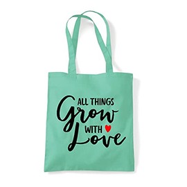 All things grow with love [CM17PMR] romantic statement tote shopping bag - Mint