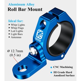 BRCOVAN 2PCS UTV Whip Flag Mounts, Solid Aluminum Alloy Whip Light Mount, Off-Road LED Light Bar Mounting Bracket, 360° Rotating Roll Bar Clamp Mount Fit on 1.5''/1.65'' /1.75''/1.85''/2'' Roll Cages