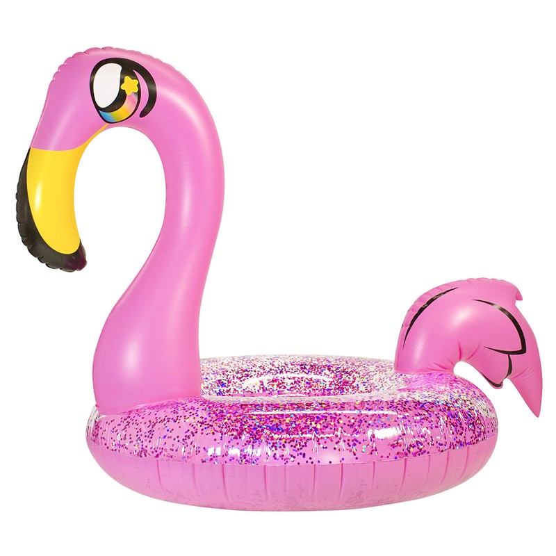 PoolCandy Inflatable Animal Pool Tubes & Swim Rings (Flamingo Glitter
