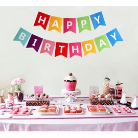 Fecedy Colorful Happy Birthday Banner Bunting