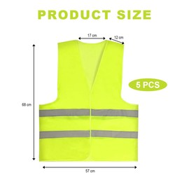 Bangbobi Bangbobi 5er Set XXL Neongelbe Warnwesten Auto mit Reflektorstreifen - 360 Reflektierende Sicherheitsweste fr Autofahrer, Fahrer und Arbeitskr?fte