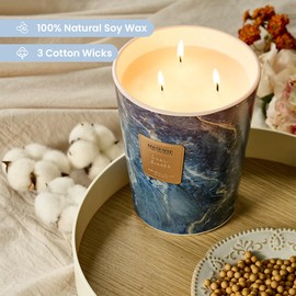 M&SENSE Ocean Breeze Scented Candles for Home, 3-Wick Highly Scented Jar Candles, Extra Large Candle 35 Oz 150 Hours Long Lasting Burning, Relaxing Aromatherapy Candle for Stress Relief, Meditation