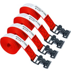 MELOTOUGH 4Pk 1" x 6ft Lashing Strap with Alligator Thumb Buckle Cargo Secure Webbing Up to 450lbs,Ladder Straps,Tie Down Straps,Utility Straps with Clips,Red