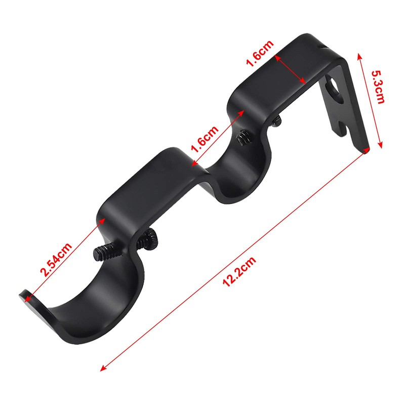 3 Pcs Double Curtain Pole Bracket, Curtain Rod Brackets Set,